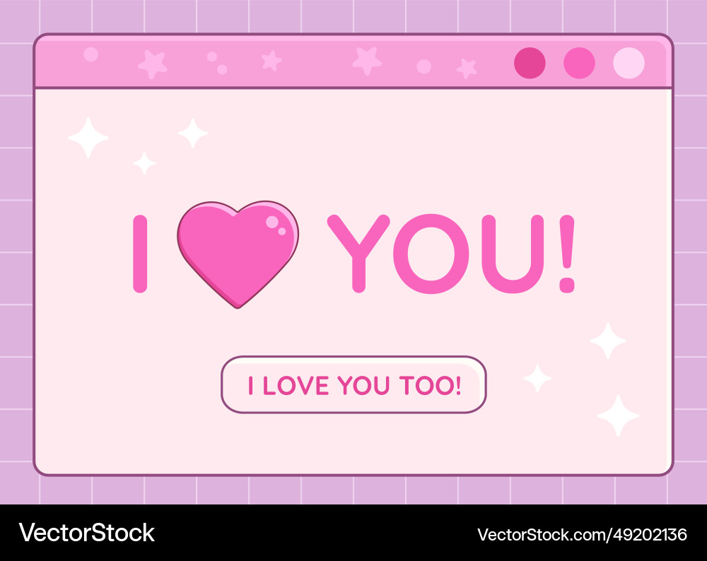 Open old computer dialog window with i love you Open old computer dialog window with i love you vector image