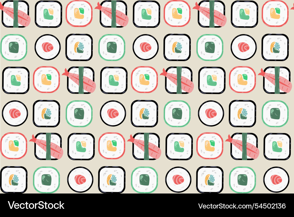 Seamless pattern with sushi repeating design vector image