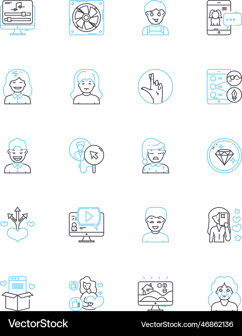 Search optimization linear icons set algorithm Search optimization linear icons set algorithm vector image
