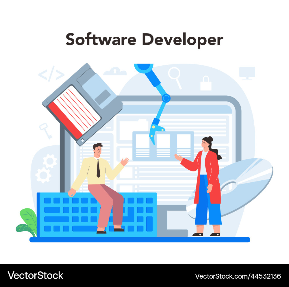 Software developer concept idea of programming Software developer concept idea of programming vector image