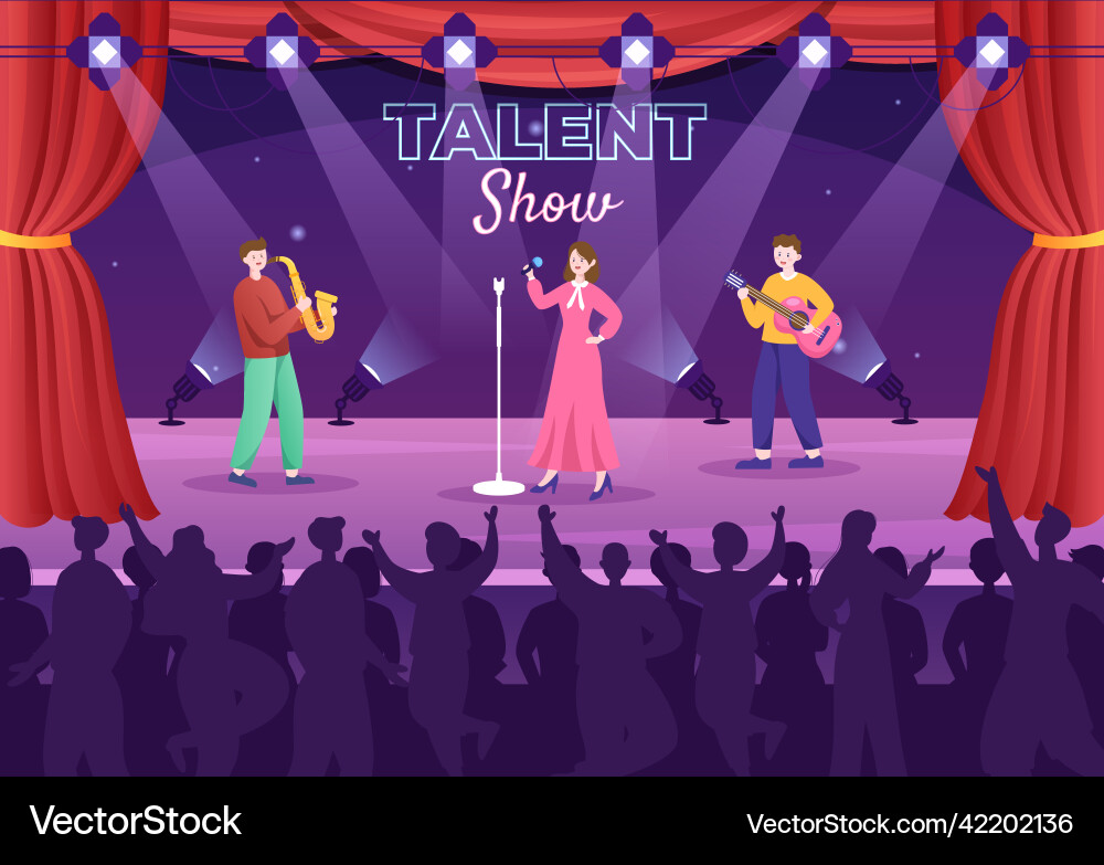 Talent show with contestants displaying Talent show with contestants displaying vector image