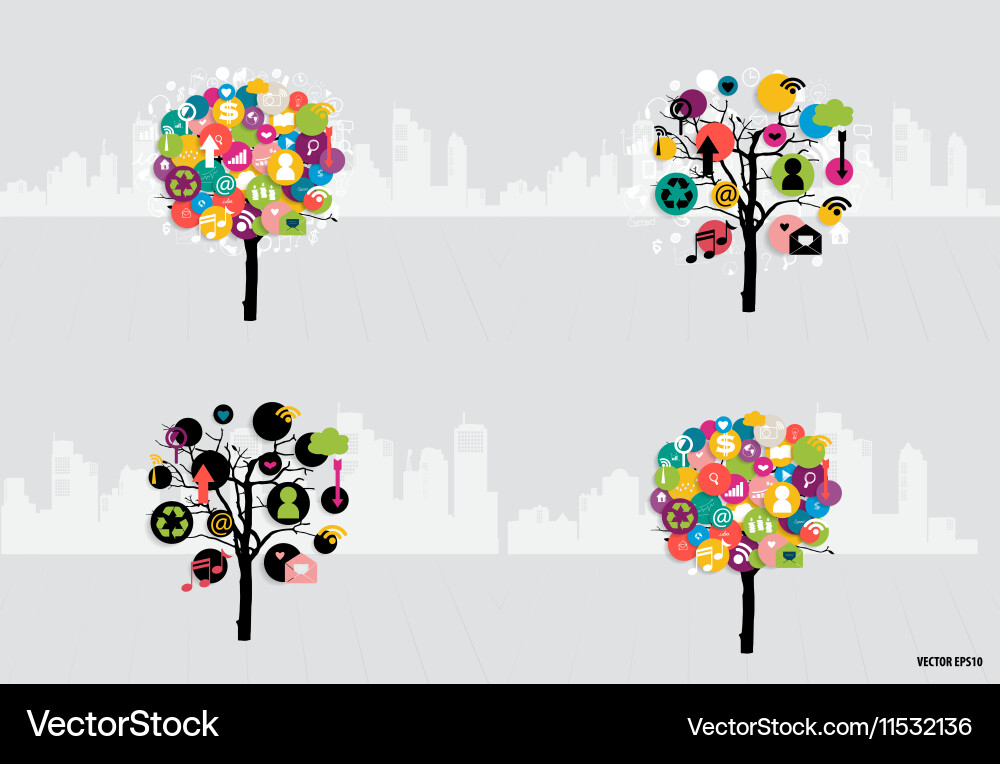 Tree with cloud of application Vector Image