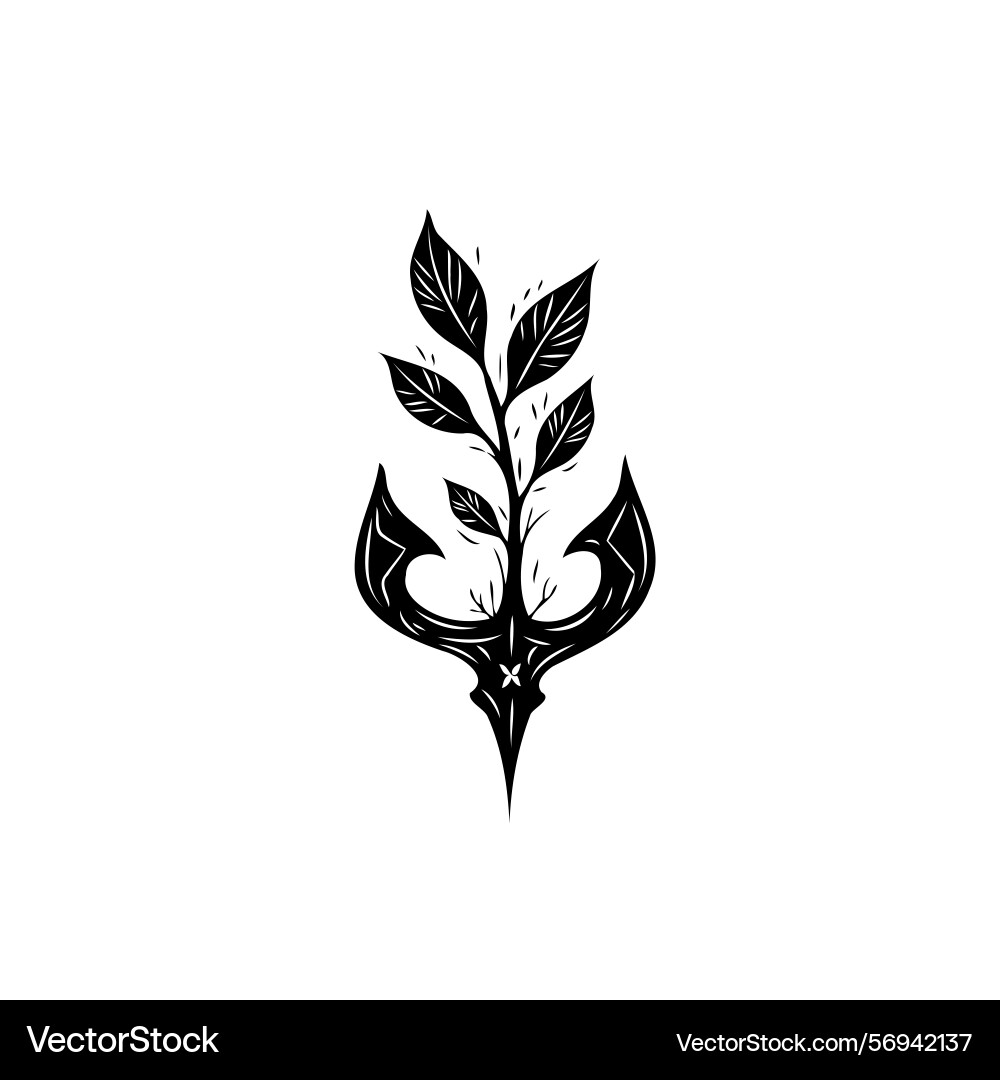 Abstract stylized botanical with sharp trident Vector Image