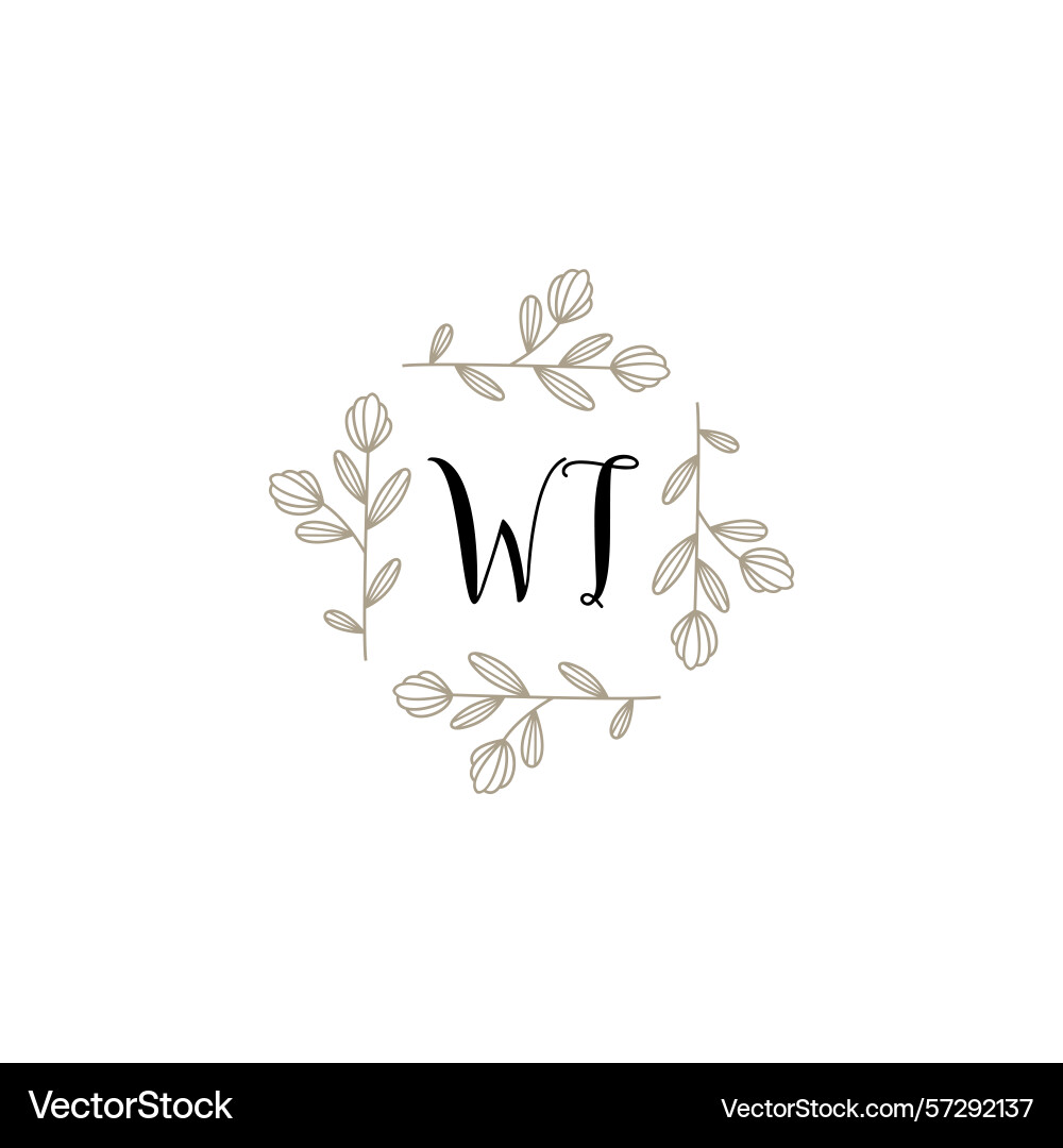 Botanical monogram logos with initial wt Vector Image
