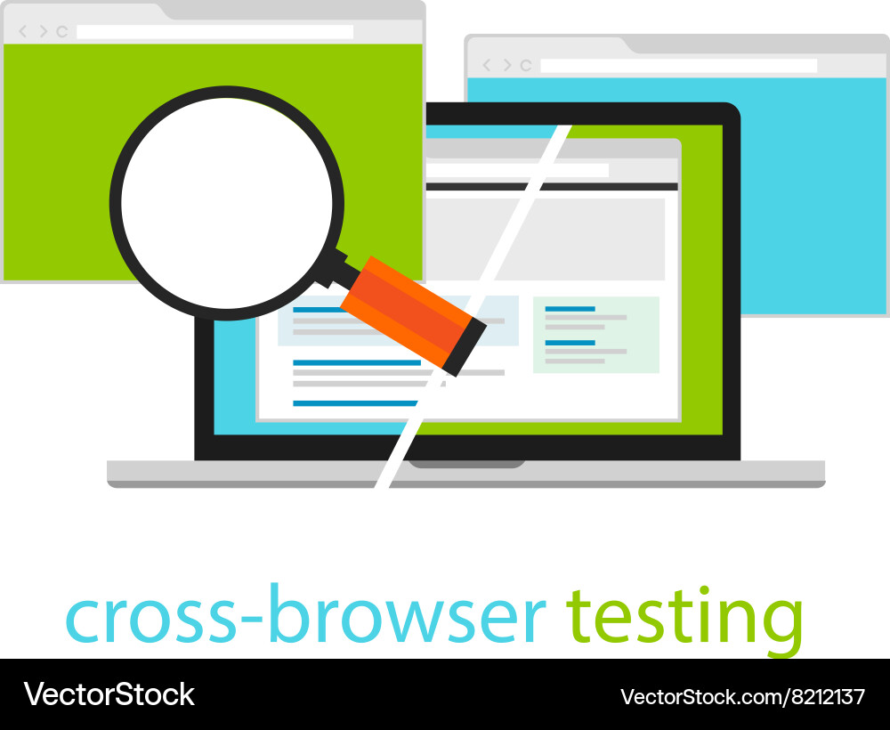 Cross-Browser testen Web-Software-Entwicklung vektorbild