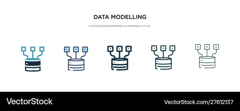 Data modelling icon in different style two Data modelling icon in different style two vector image