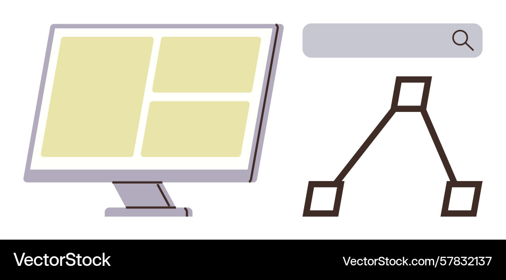 Digital data display on monitor with search bar Digital data display on monitor with search bar vector image