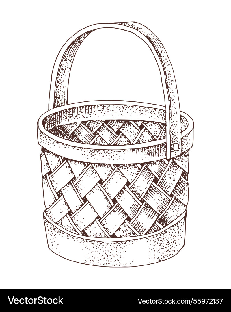Empty hand drawn wicker basket Royalty Free Vector Image