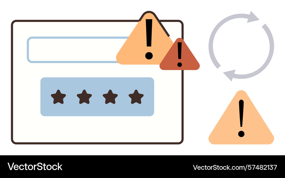 Error notifications with warning triangles on user Error notifications with warning triangles on user vector image