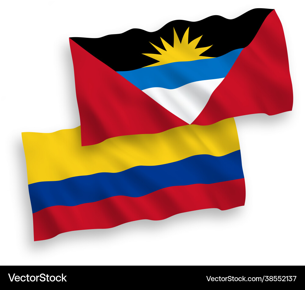 Flags antigua and barbuda colombia Flags antigua and barbuda colombia vector image