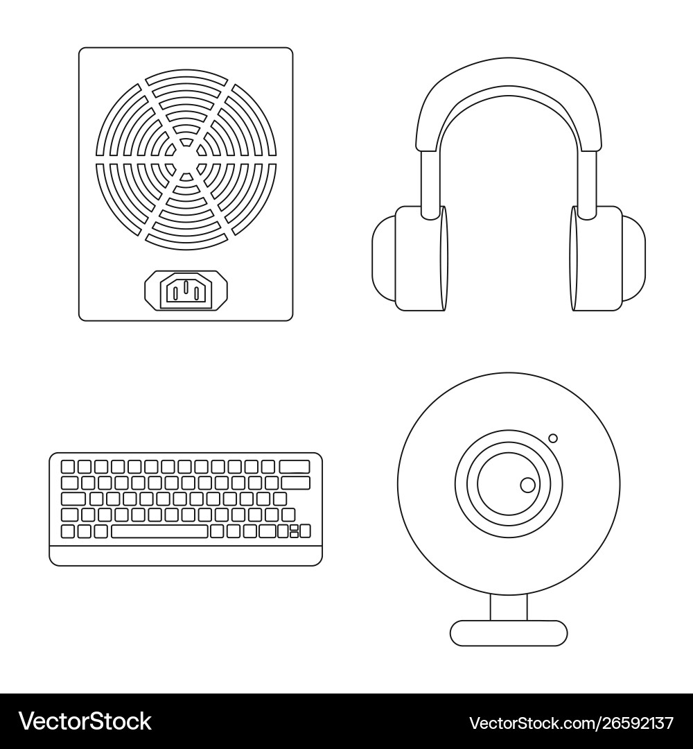 Isolated object pc and component logo set Vector Image