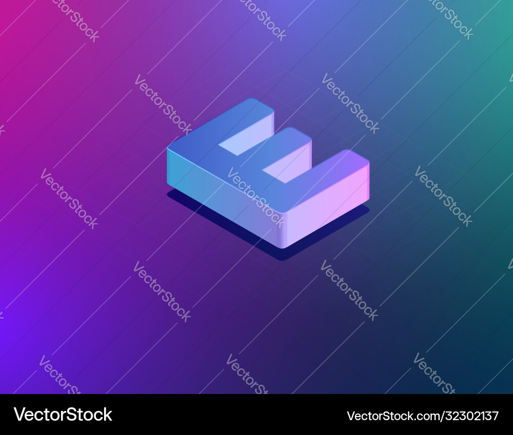 Isometric Tech Font E Character Vector Image