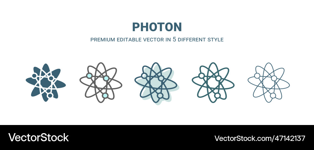 Photon icon in 5 different style outline filled Vector Image
