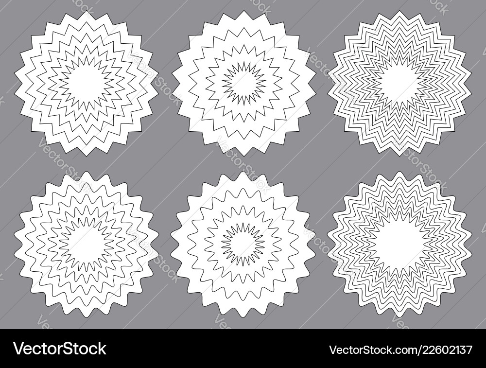 Radial contour elements with distorted decorative Vector Image