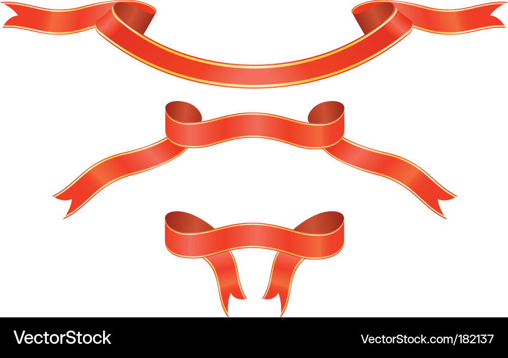 Red Ribbon Set Vector Image