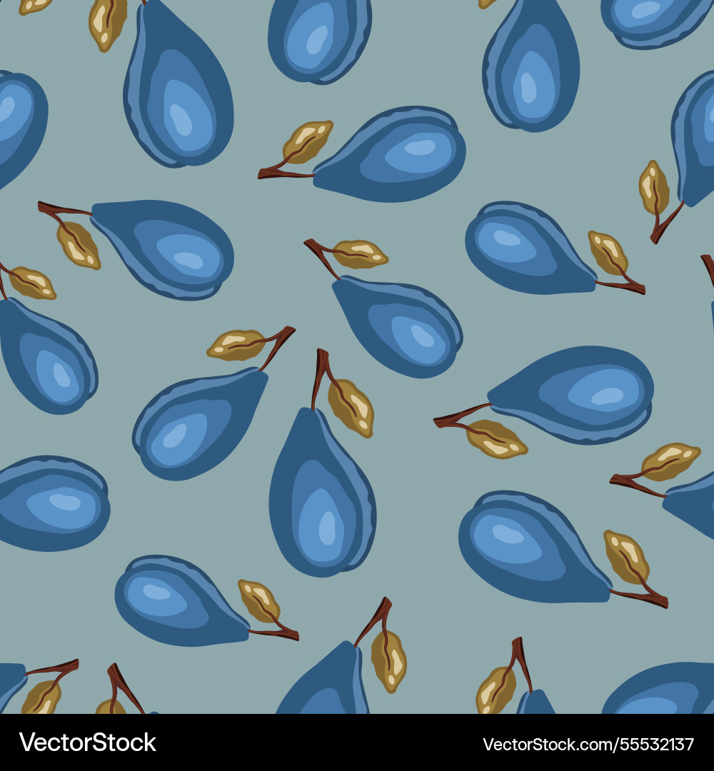 Seamless pattern with plum on color background Seamless pattern with plum on color background Vector Image