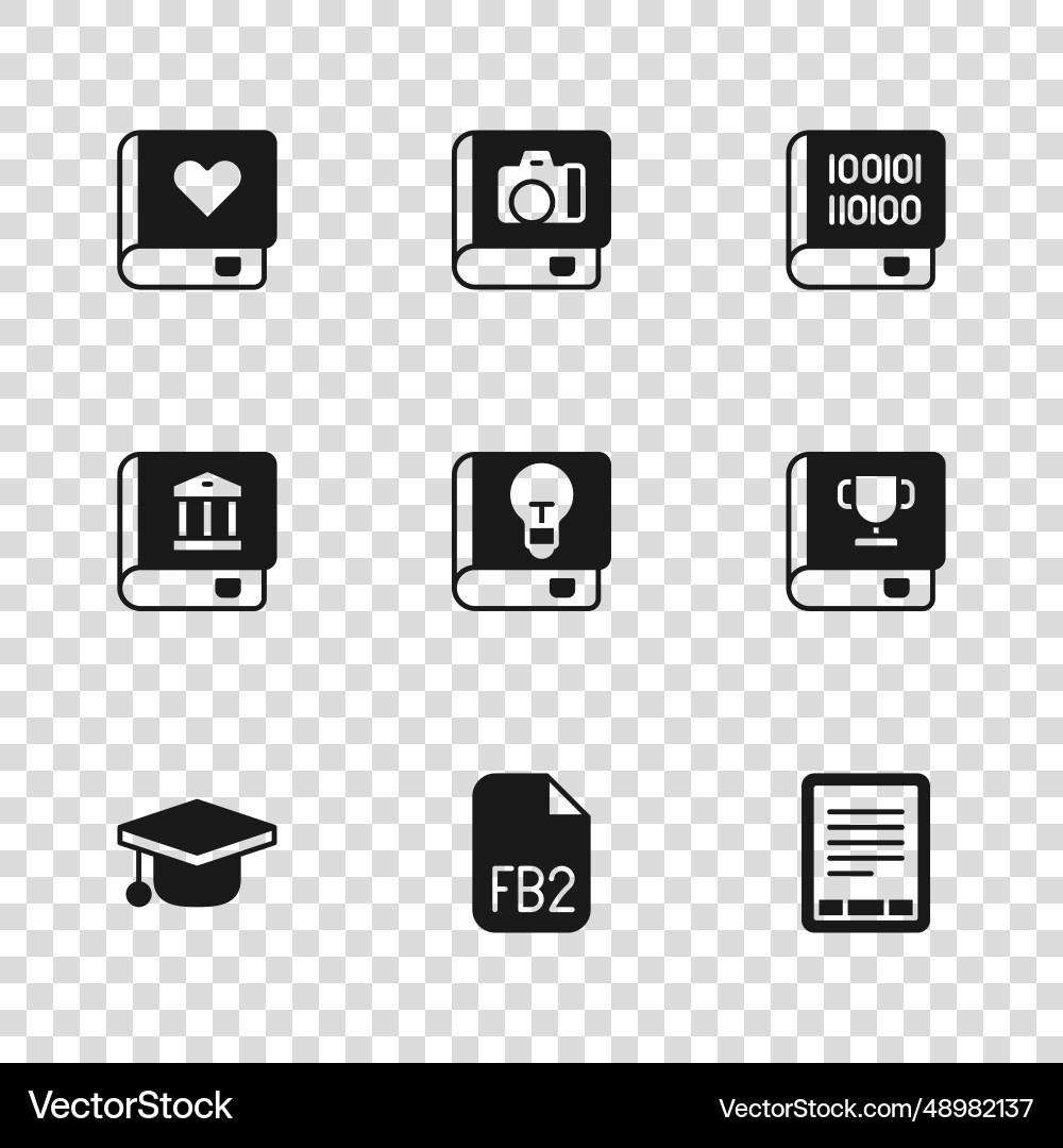 Set fb2 file book e-book reader user manual books Set fb2 file book e-book reader user manual books vector image
