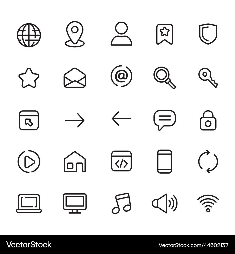 Set of web icons with simple line design Vector Image