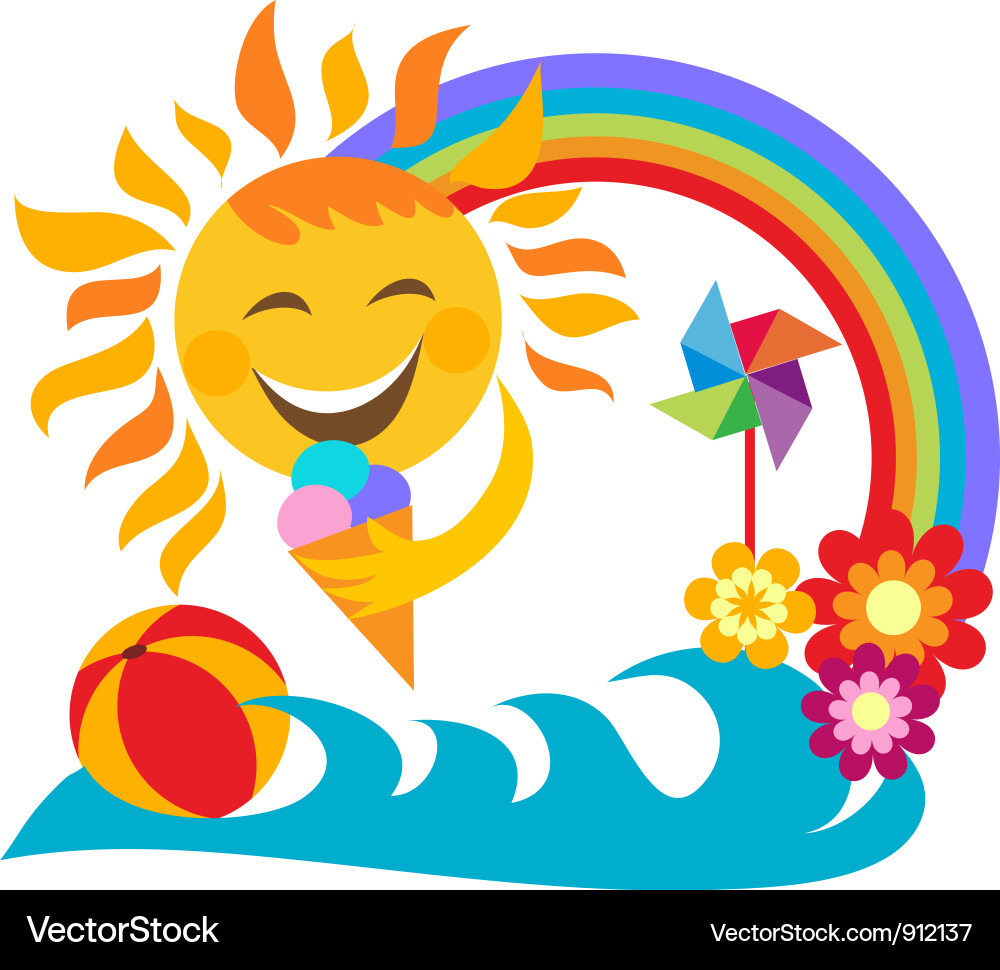 Sunny Vacation with Ice Cream Vector Image