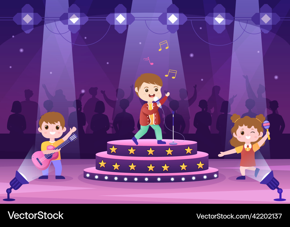 Talent show with contestants displaying Talent show with contestants displaying vector image