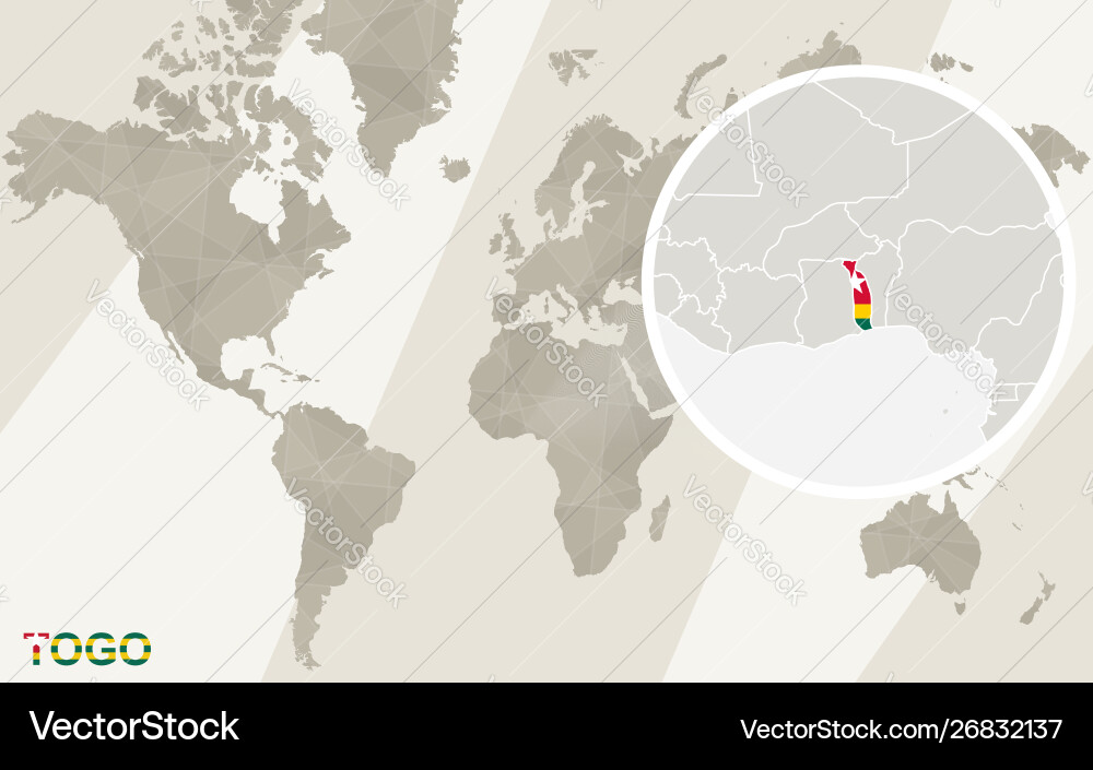 Zoom on togo map and flag world Zoom on togo map and flag world vector image
