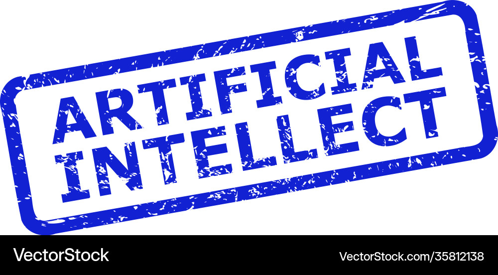 Artificial intellect seal with distress style Vector Image