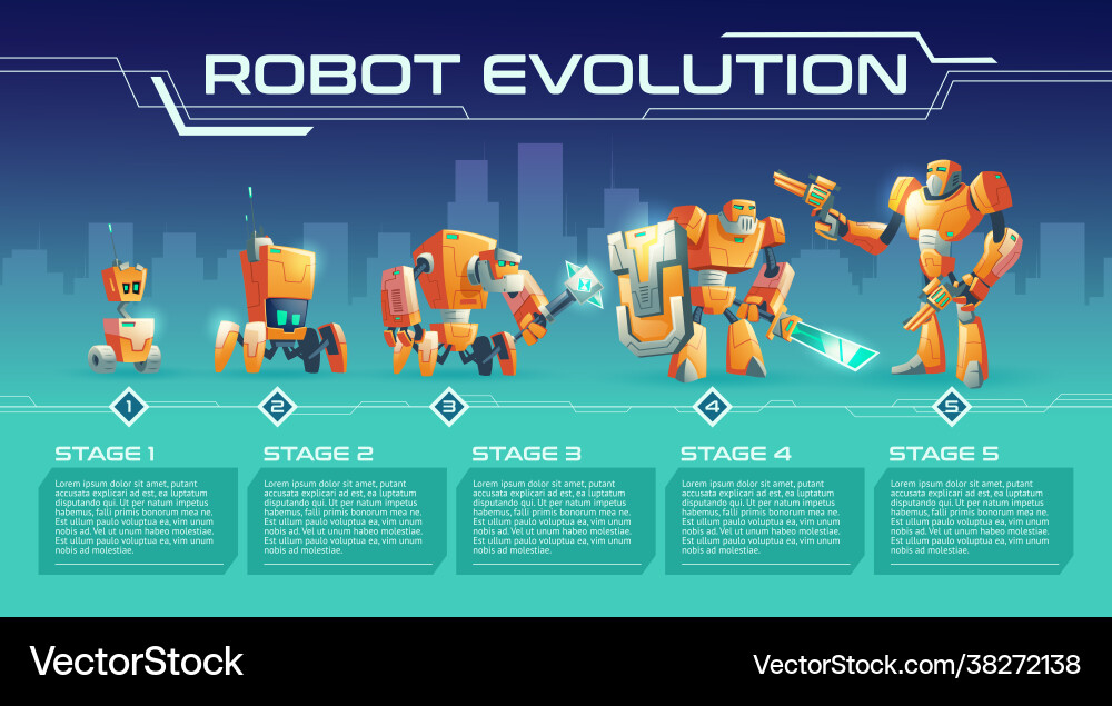 Battle robot game process upgrades guide vector image