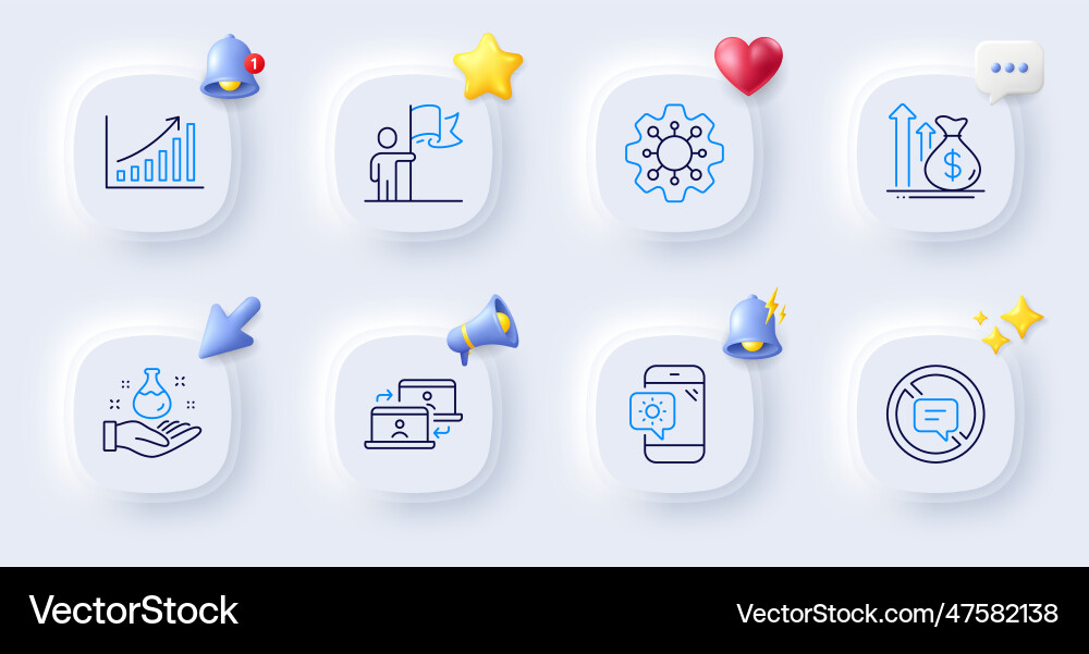 Budget execute and graph chart line icons Budget execute and graph chart line icons vector image