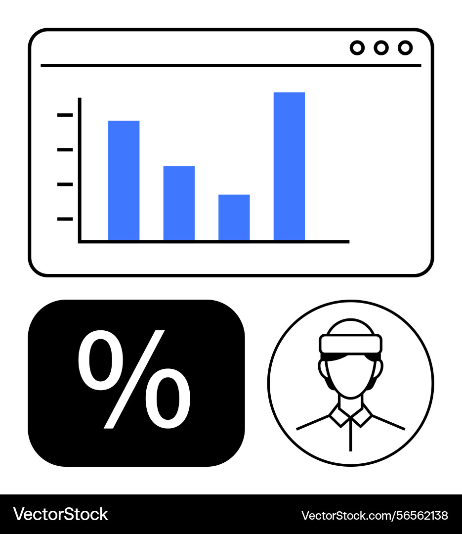 Business data analysis with bar graph percentage Business data analysis with bar graph percentage vector image