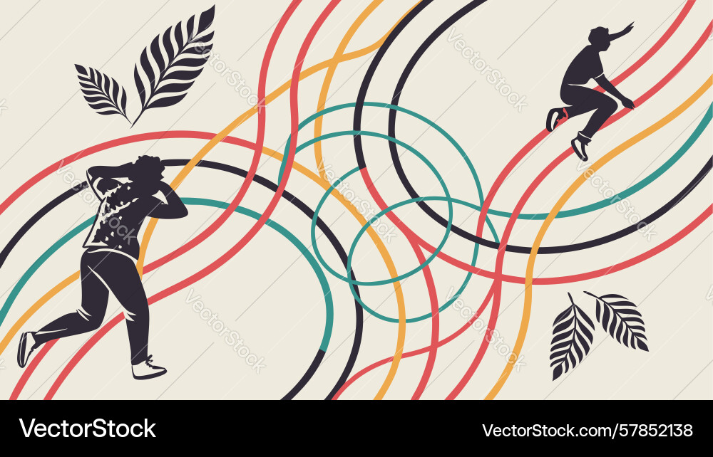Dynamic skateboarder with abstract lines design Vector Image