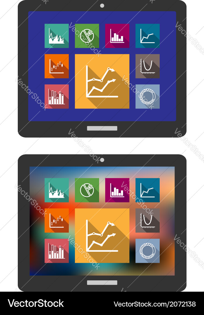 Graphs and charts on a tablet computer vector image