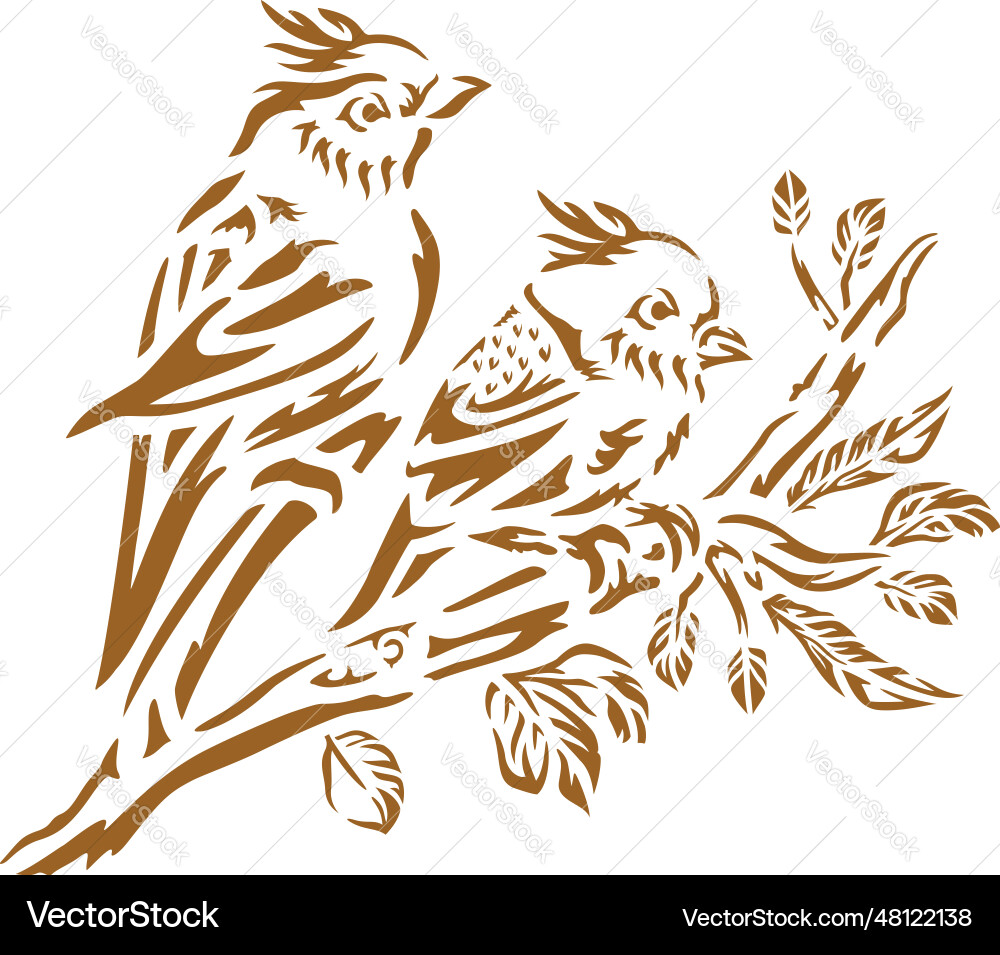 love-birds-couple-on-branch-printable-stencil-art-vector-image