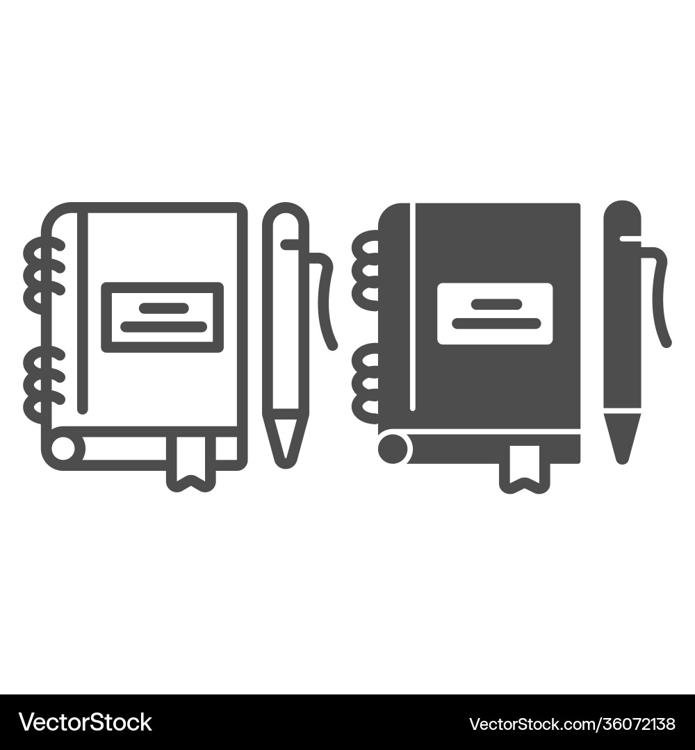 Notepad with pen line and solid icon startup Notepad with pen line and solid icon startup vector image