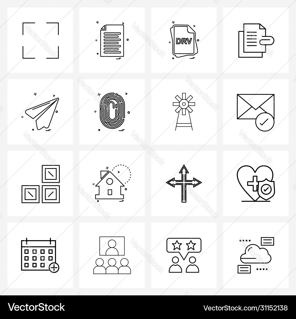 Simple set 16 line icons such as plane file vector image