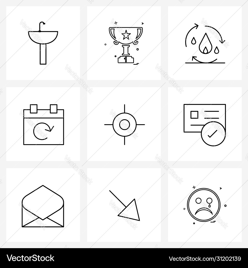 9 universal line icons for web and mobile mark vector image