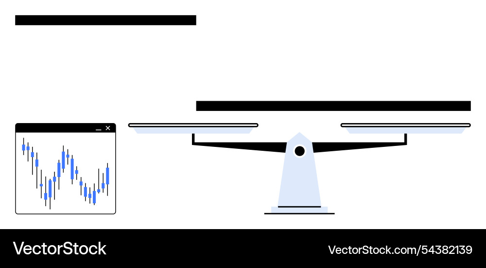 Balanced scale with chart window - representing Vector Image