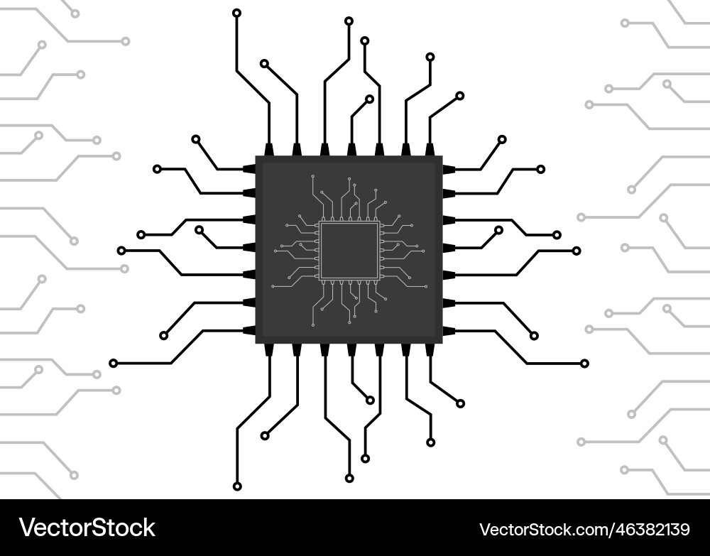 Circuit board with a microprocessor Circuit board with a microprocessor vector image