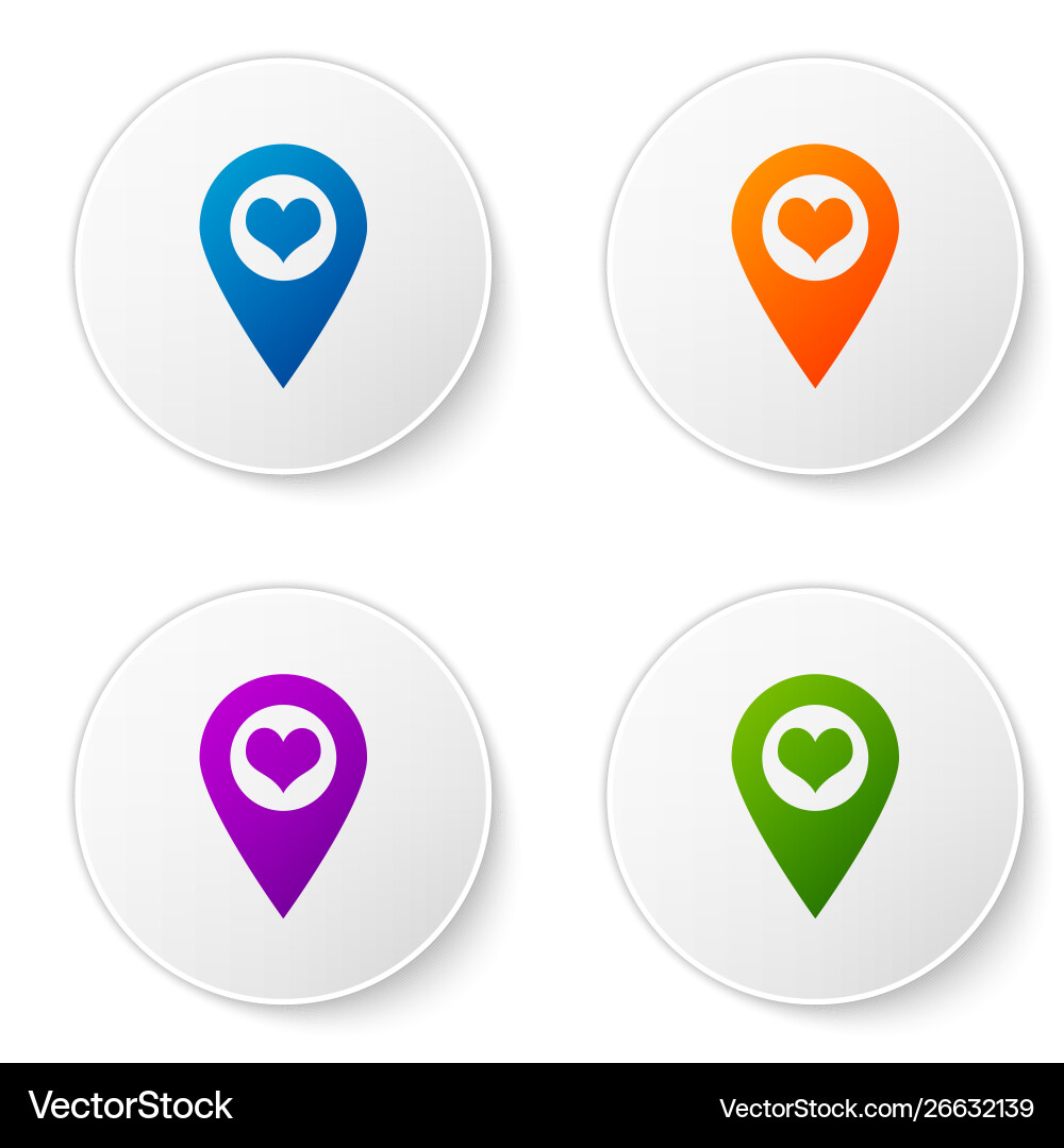 Color map pointer with heart icon isolated vector image