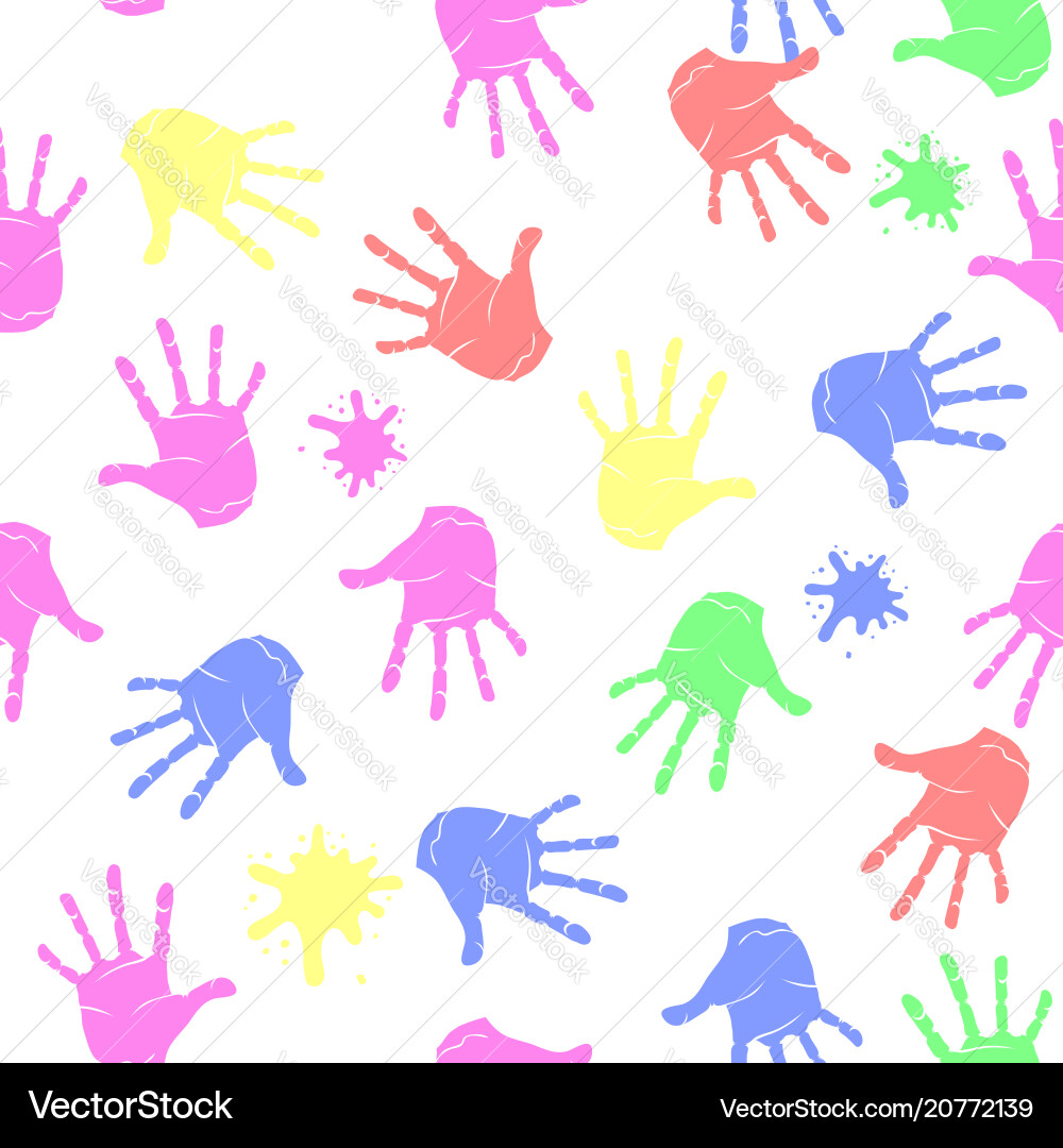 Colored hands seamless pattern parts of human Vector Image