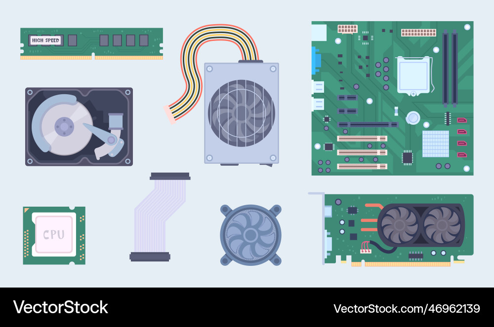 Computer components electric diy controllers vector image