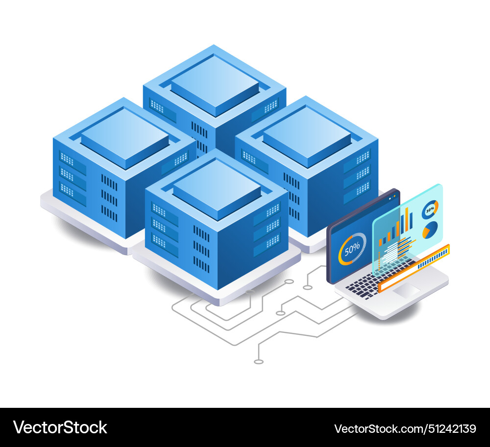 Computer server data analyst technology Computer server data analyst technology vector image