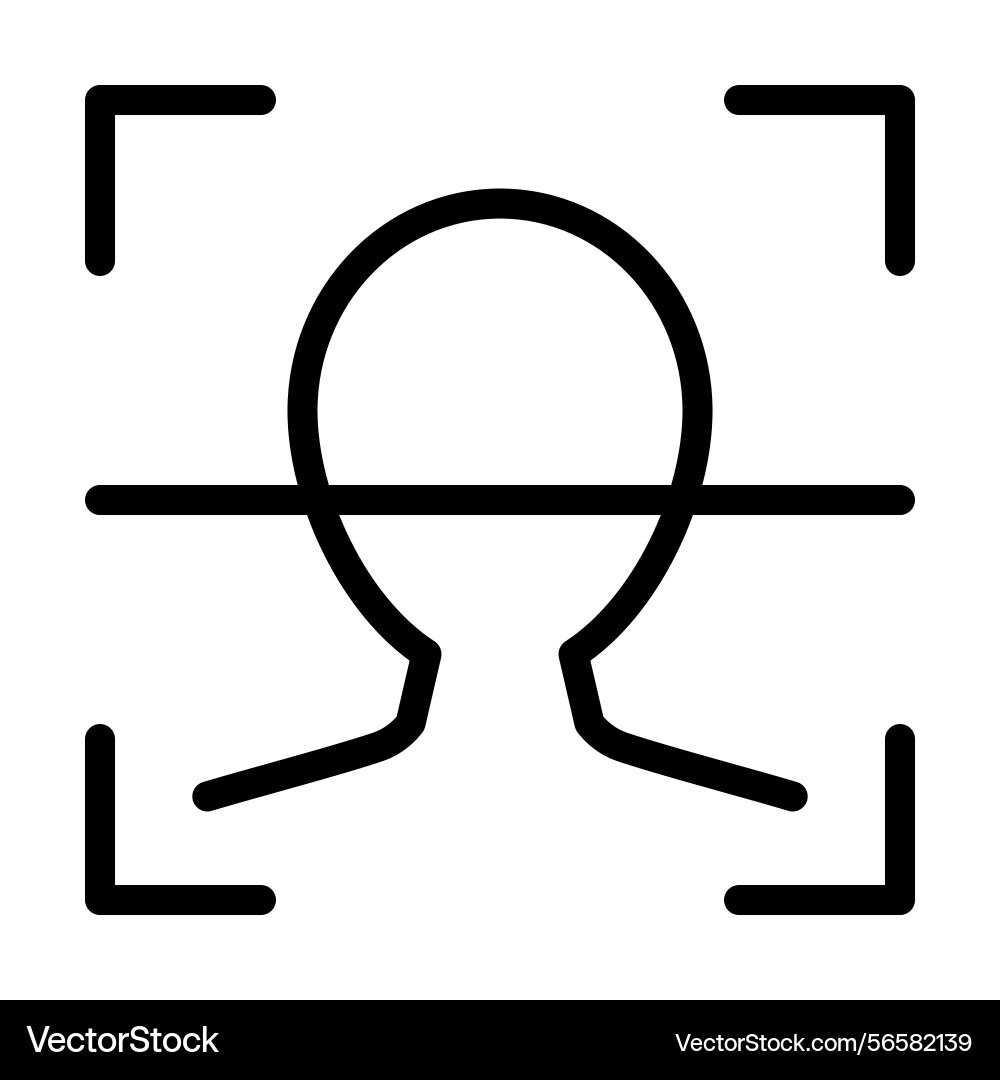 Face scan icon representing facial recognition Face scan icon representing facial recognition vector image