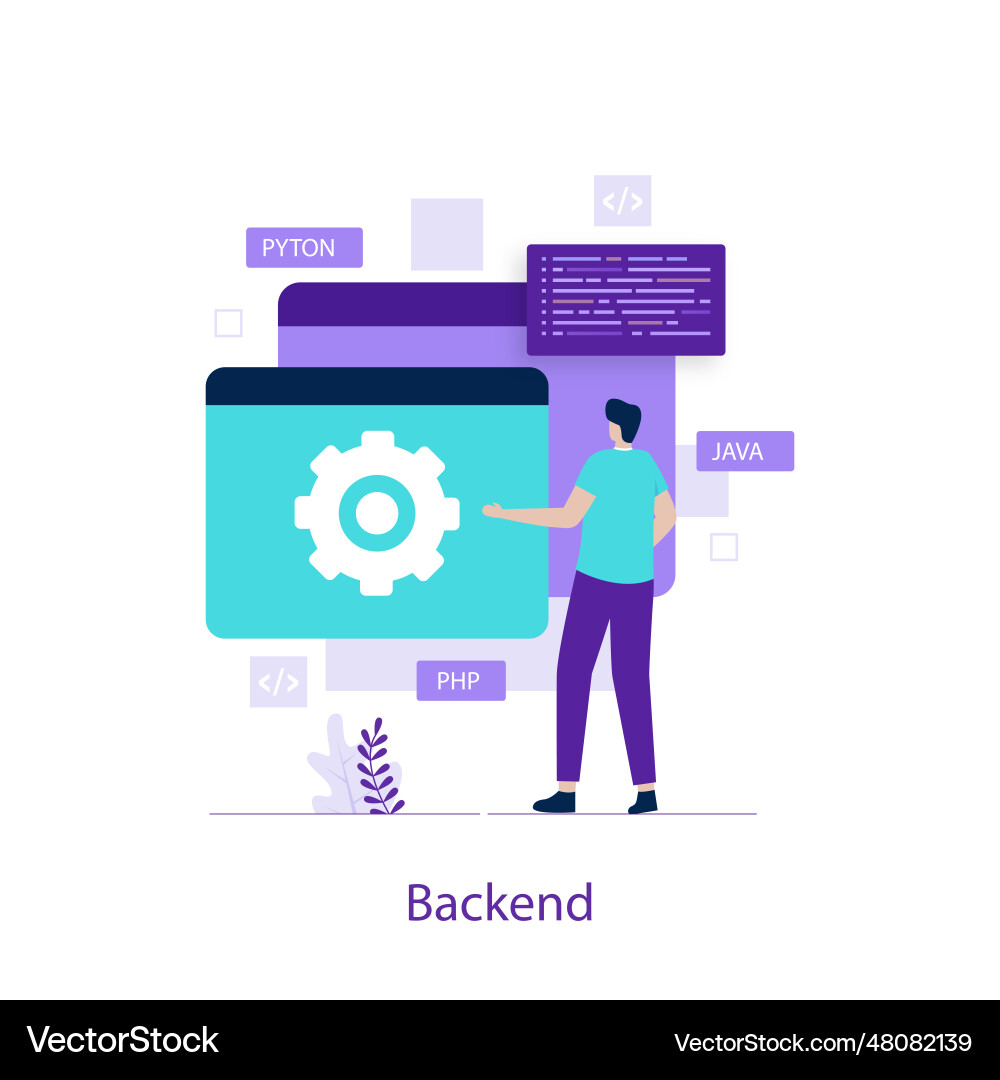 Flat design backend of developer concept Flat design backend of developer concept vector image