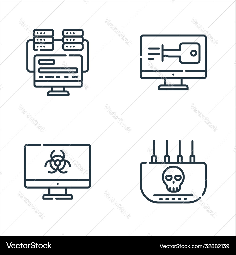 Hacker Linie Icons lineare Set Qualität Vektorbild