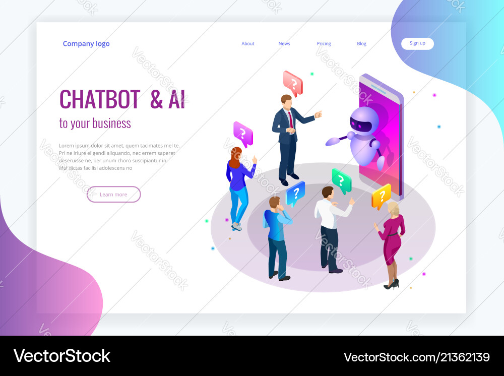 Isometric artificial intelligence chat bot Isometric artificial intelligence chat bot vector image