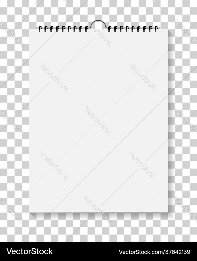 Notepad with spiral bound wall calendar mockup Vector Image
