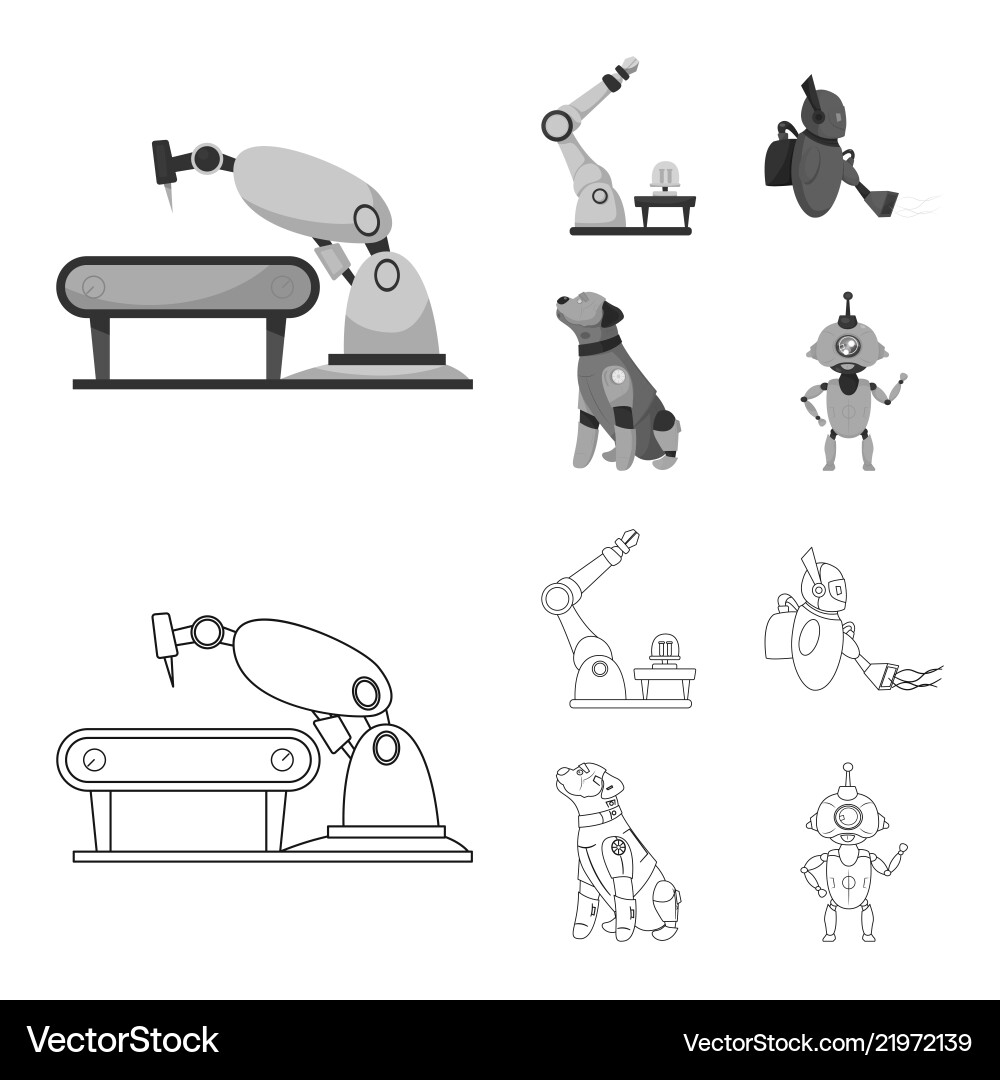Robot and factory icon Robot and factory icon vector image