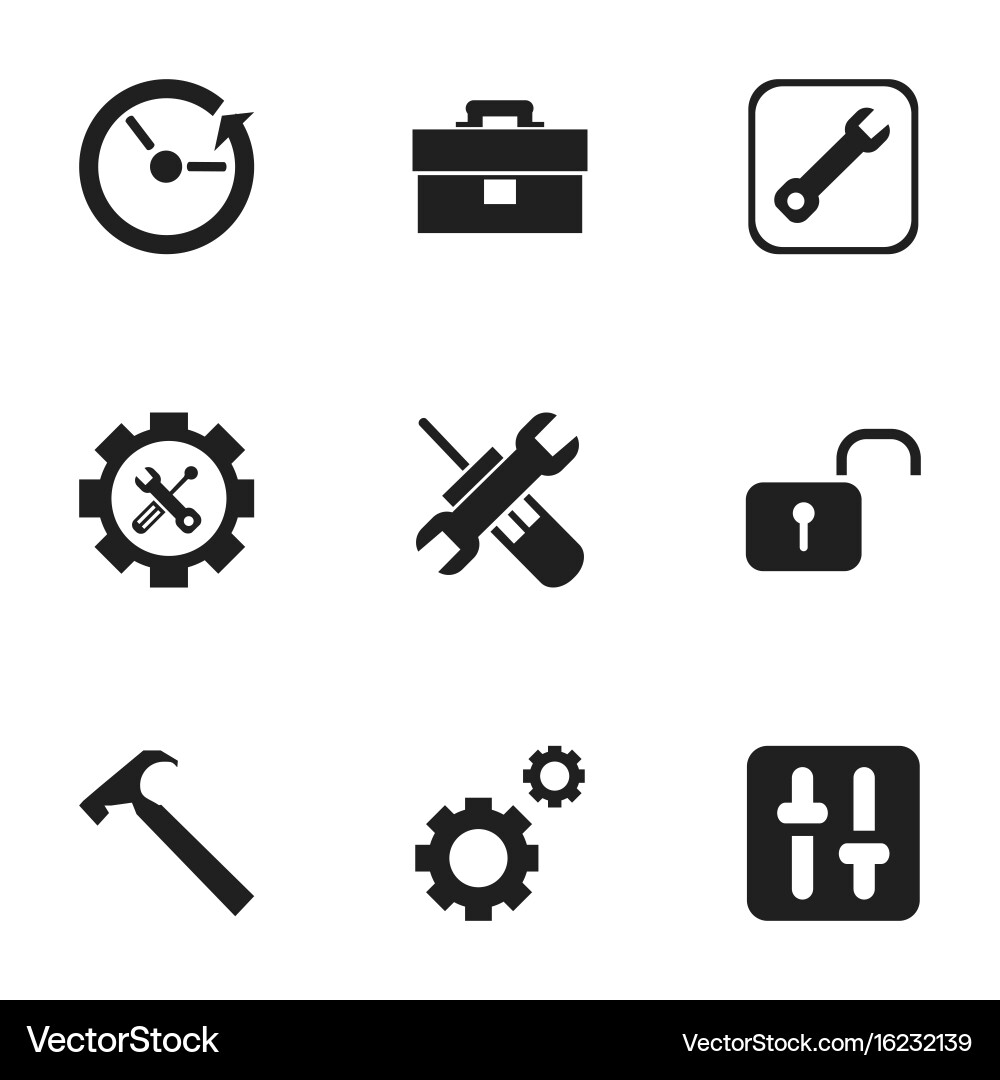 Set of 9 editable toolkit icons includes symbols vector image