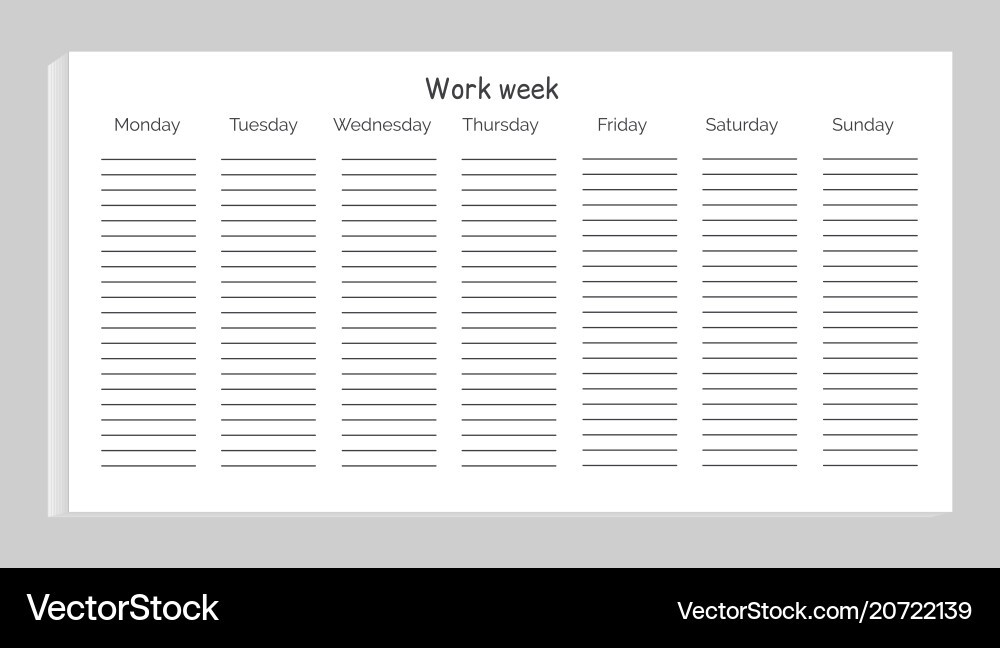 Work week with days and lines Work week with days and lines vector image