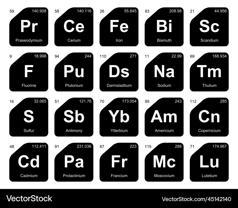 20 preiodic table of the elements icon pack design Vector Image